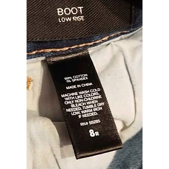 Express Jeans Boot Jeans Bootcut Low Rise Blue Denim Size 8 Dark Wash 34 x 32.5 - Picture 4 of 6